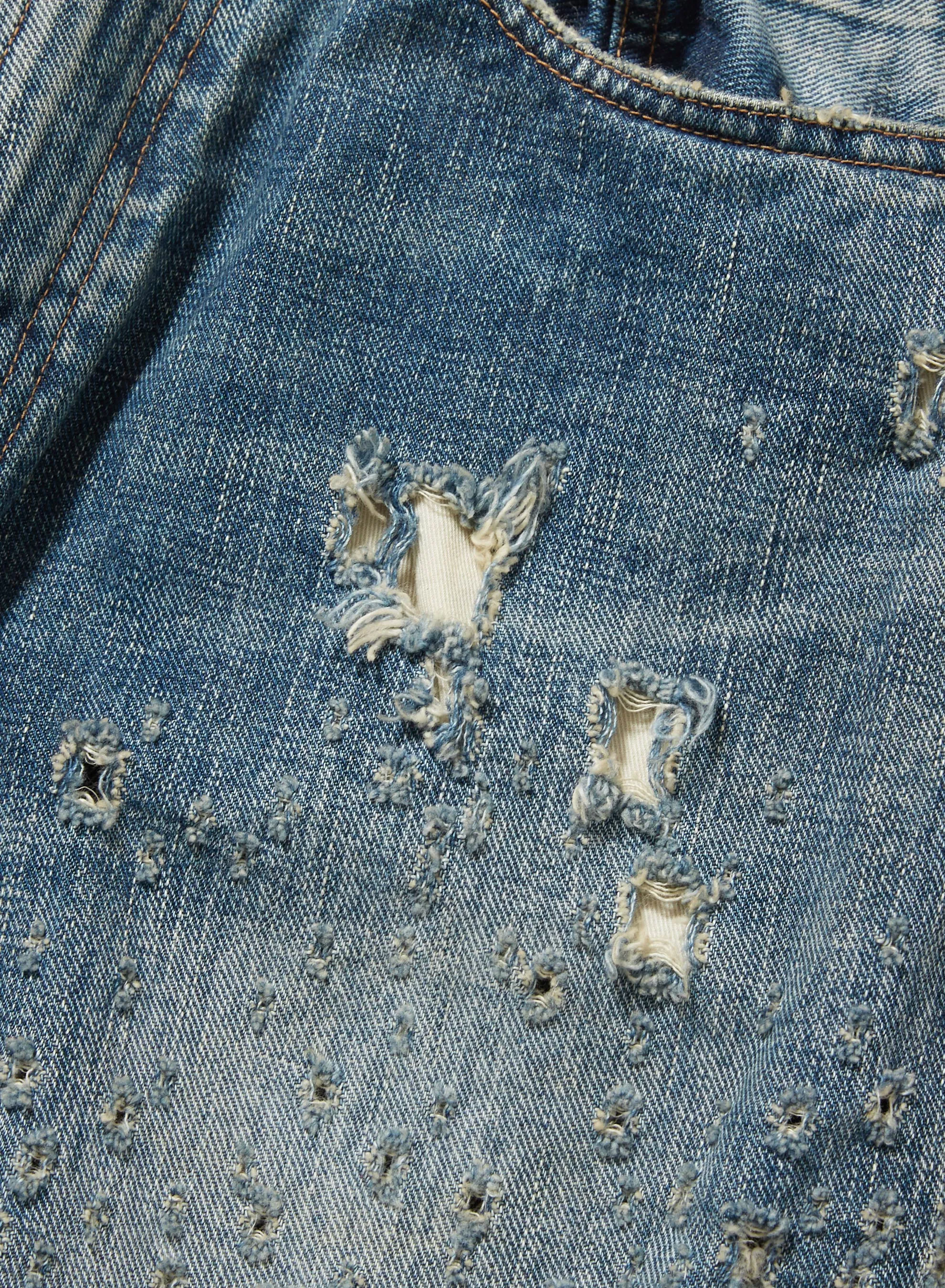 CRASHED MODERN DENIM WIDE TROUSERS sold by Sugar Hill Tokyo product image thumbnail 5