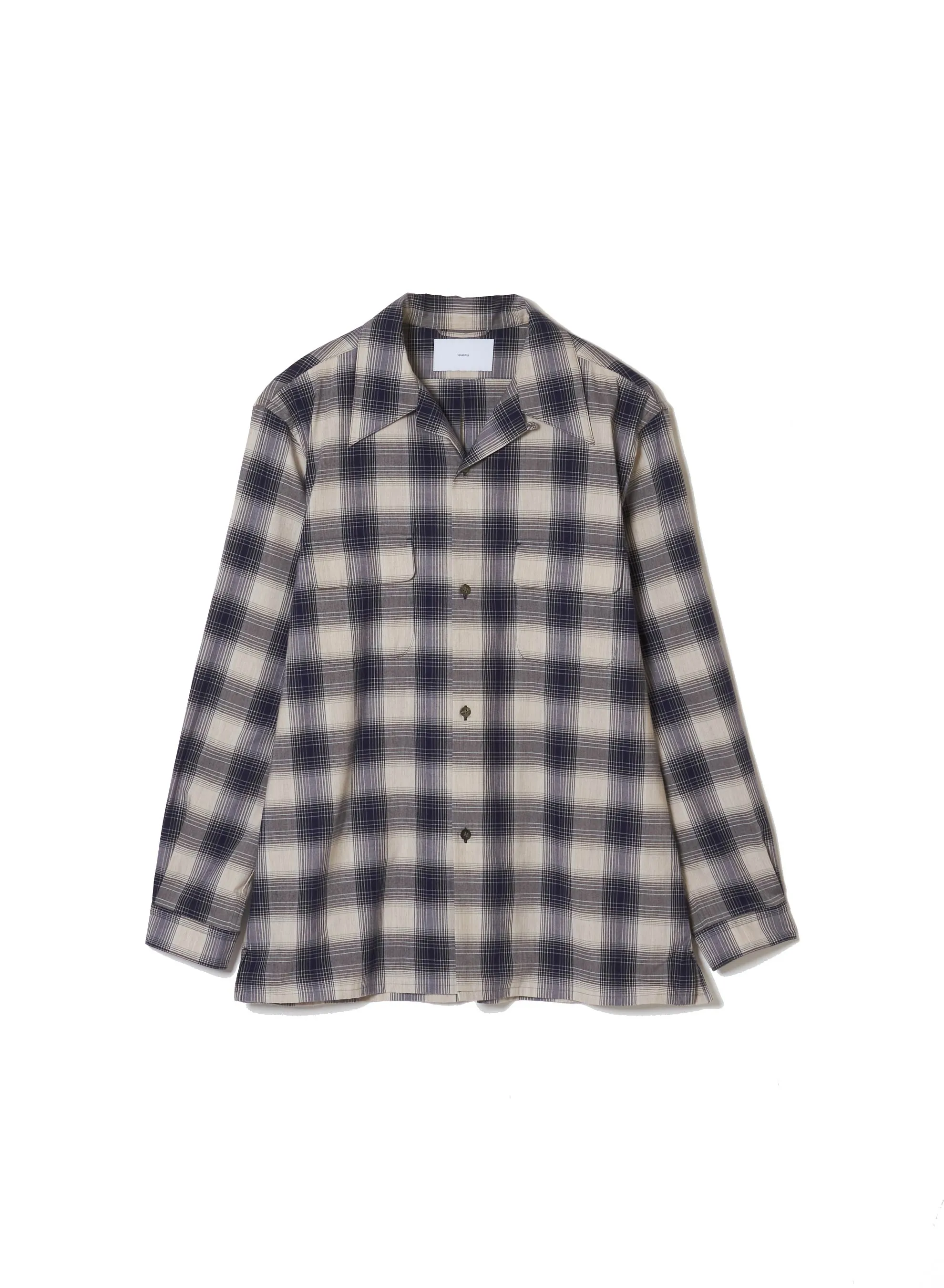 YAK OMBRE PLAID OPEN COLLAR BLOUSE sold by Sugar Hill Tokyo product image thumbnail 3