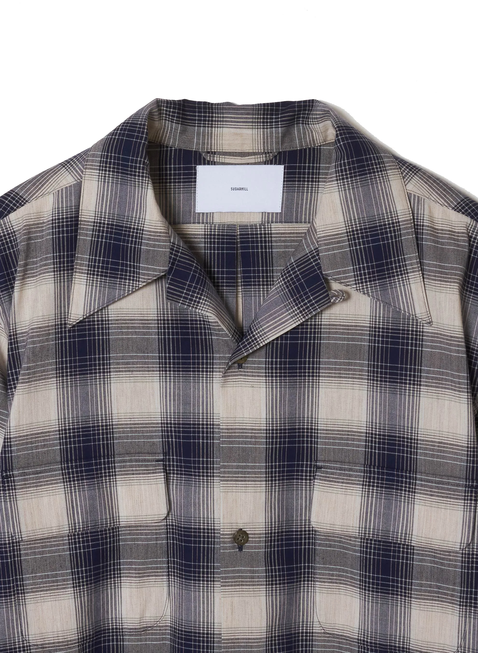 YAK OMBRE PLAID OPEN COLLAR BLOUSE sold by Sugar Hill Tokyo product image thumbnail 5