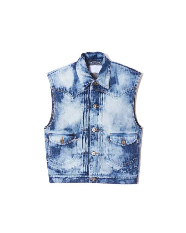 RANDOM BLEACH CLASSIC DENIM VEST sold by Sugar Hill Tokyo