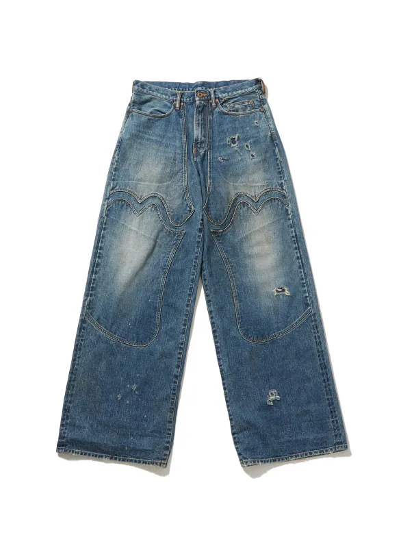FADED MODERN WESTERN DENIM WIDE TROUSERS sold by Sugar Hill Tokyo