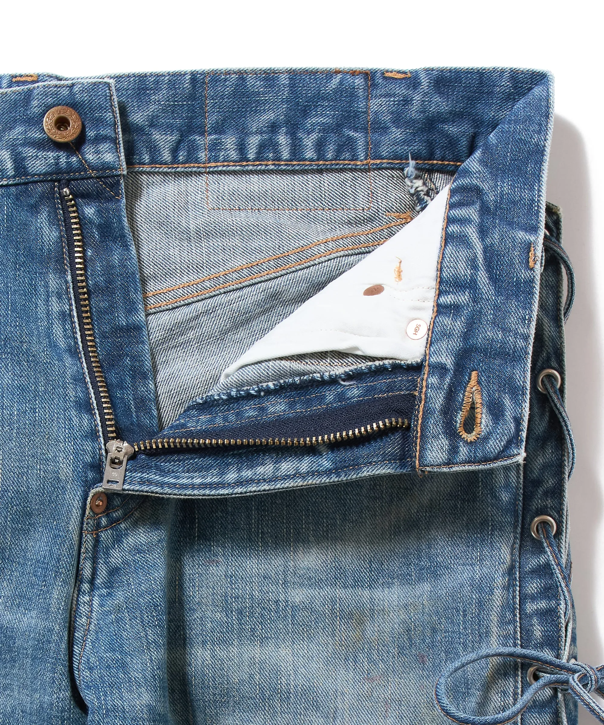 FADED BIKER DENIM PANTS sold by Sugar Hill Tokyo product image thumbnail 4
