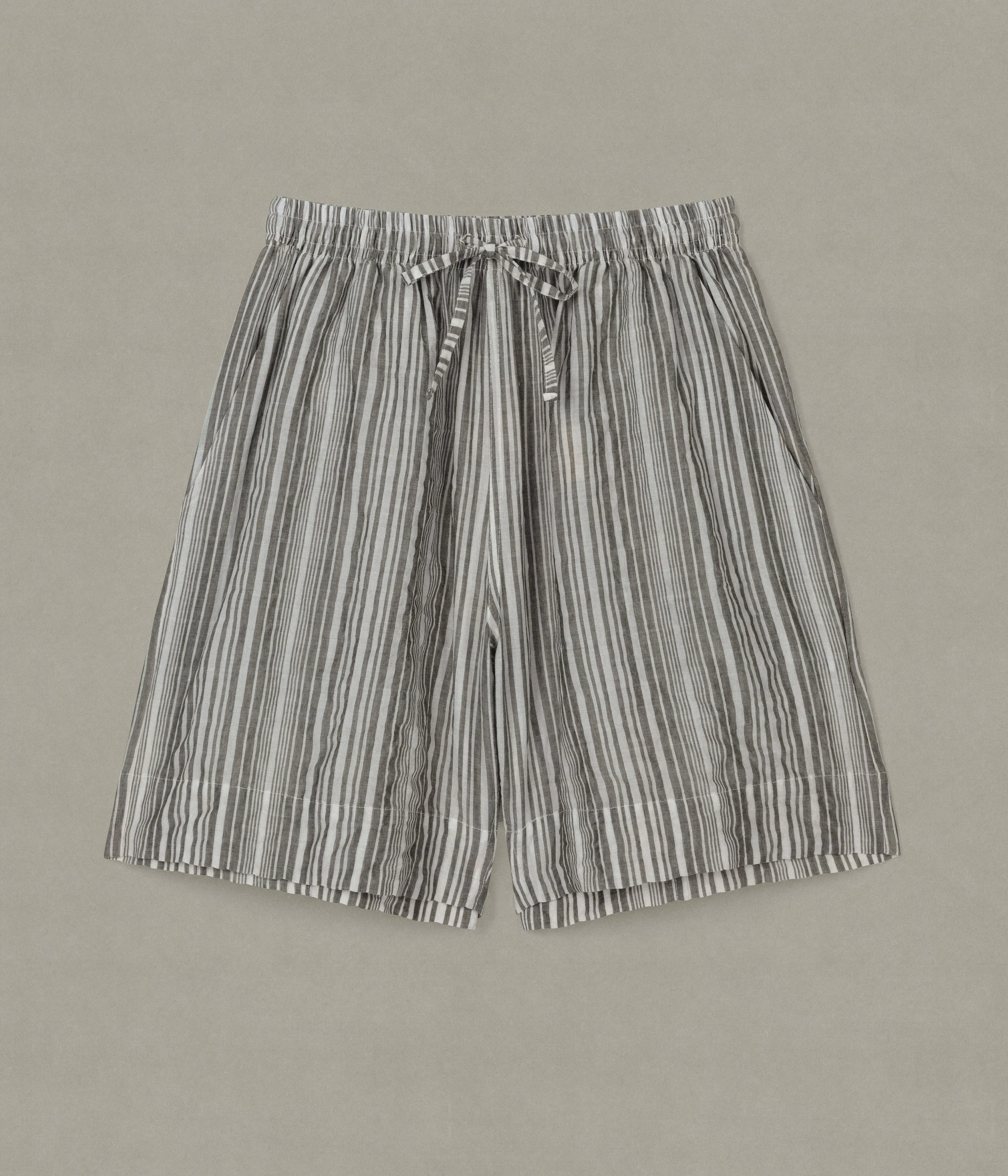 Nine AM Shorts, Green Stripe sold by XENIA TELUNTS