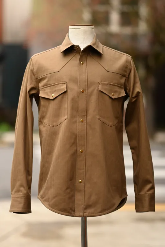 Townes Western Shirt - 9oz Coyote Cotton Herringbone Twill made by Ship John