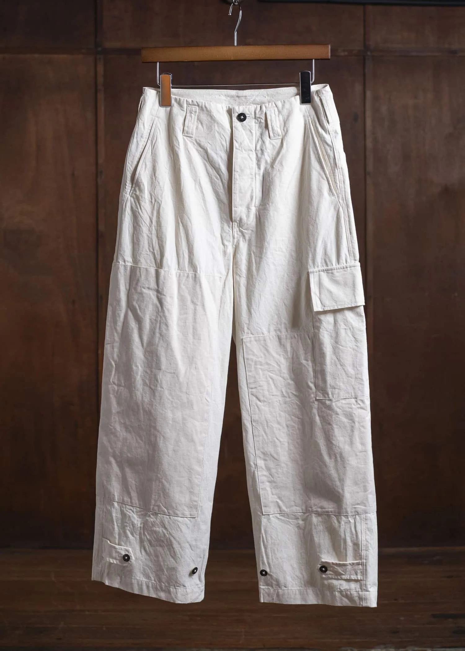 amachi. Double Knee Cargo Pants - Light Weight AY00-7-5 Off White sold by Amachi