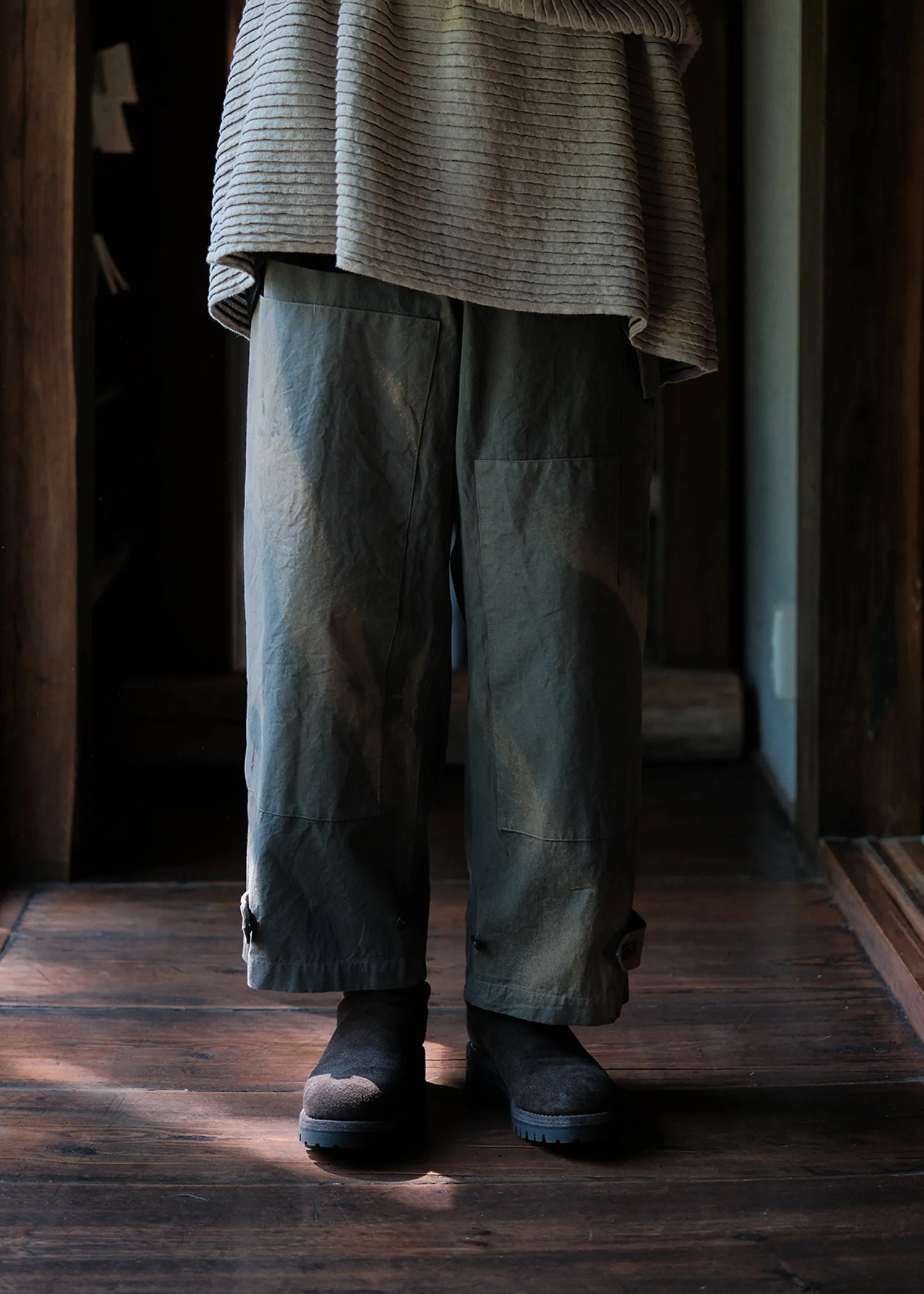 amachi. Double Knee Cargo Pants - Light Weight - Records of Phenomena AY00-7-5 Stone Gray sold by Amachi