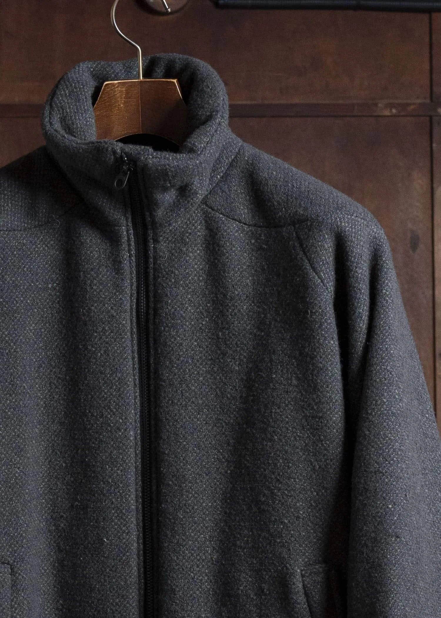 amachi. Padded Forming Balmacaan Jacket AY17J-2093W Dark Moss Gra sold by Amachi product image thumbnail 3