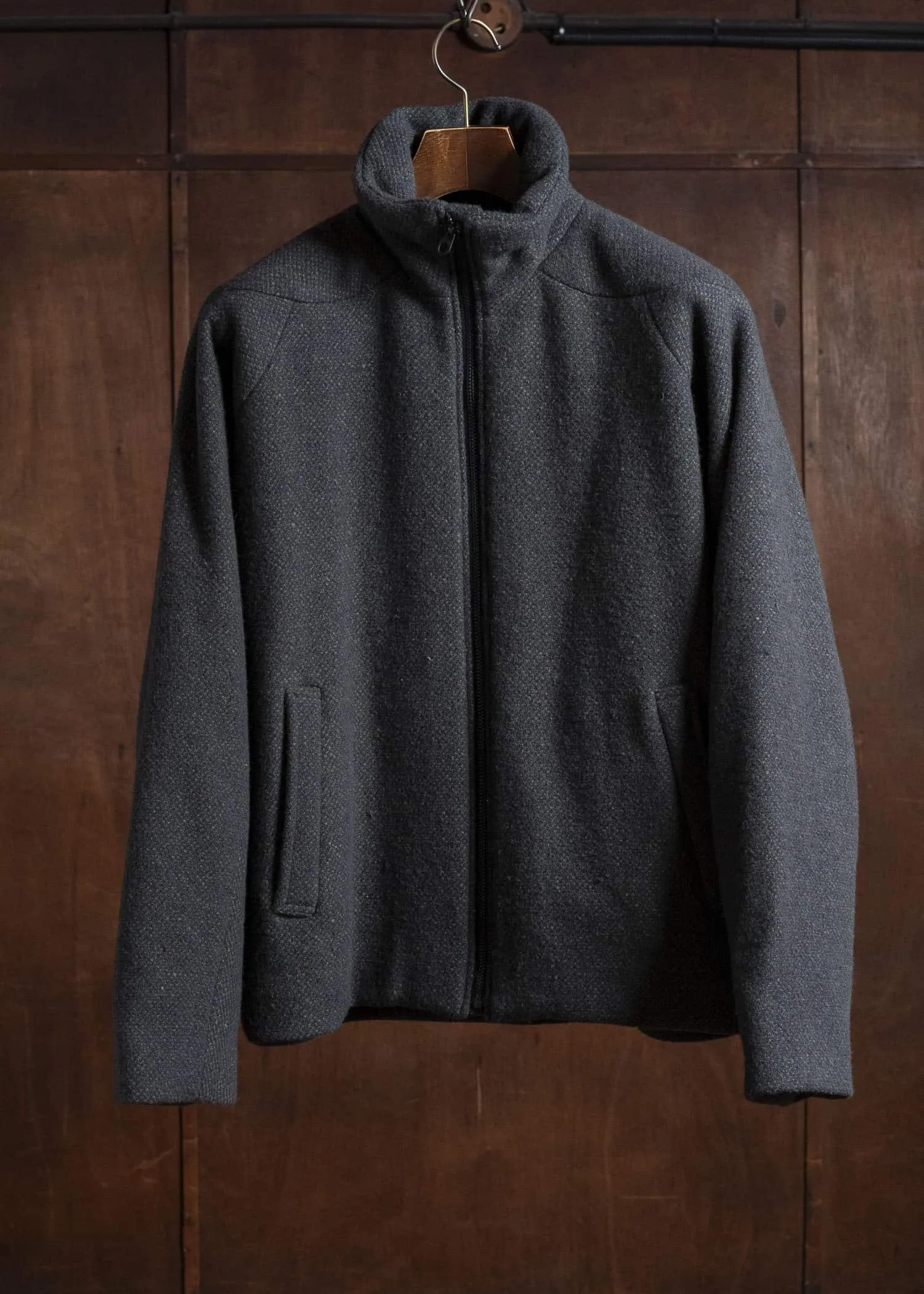 amachi. Padded Forming Balmacaan Jacket AY17J-2093W Dark Moss Gra sold by Amachi