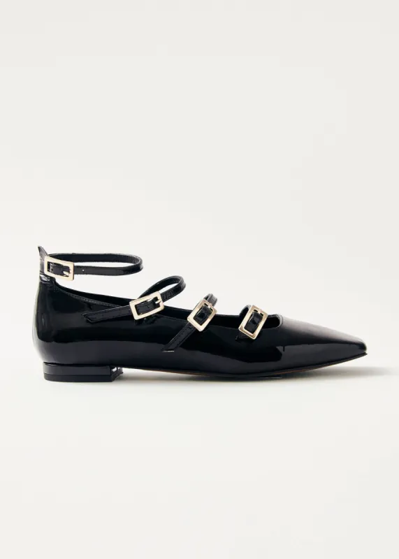 Luke Onix Black Leather Ballet Flats sold by Alohas