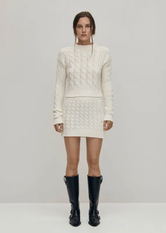 Blossom White Tricot Sweater sold by Alohas