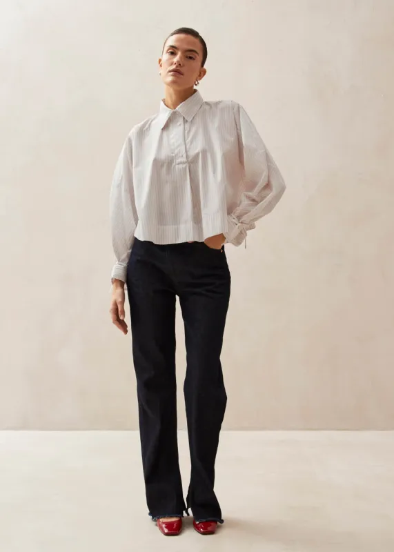 Adara Thin Red Stripes Shirt made by Alohas