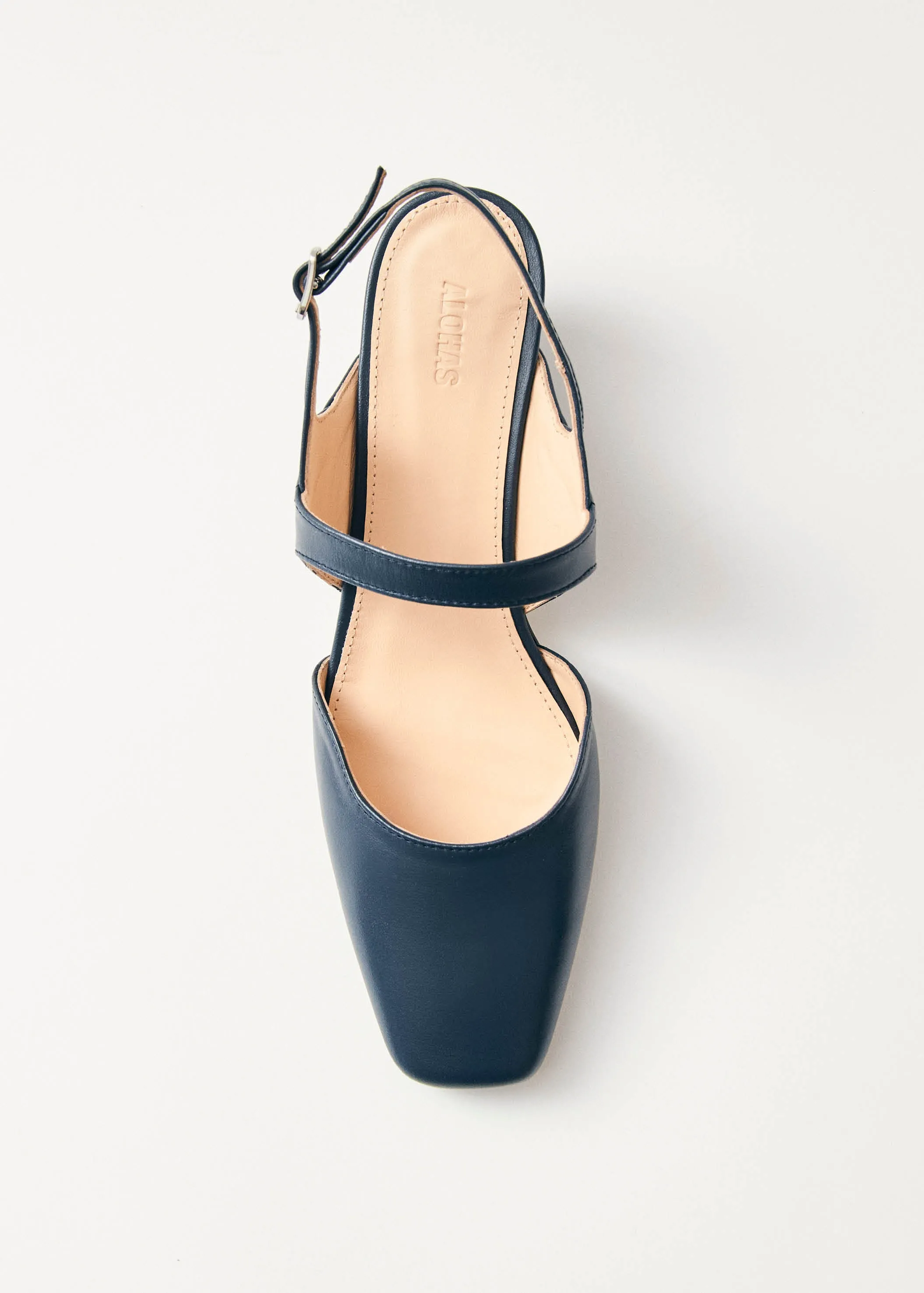 Emelia Navy Leather Pumps sold by Alohas product image thumbnail 4