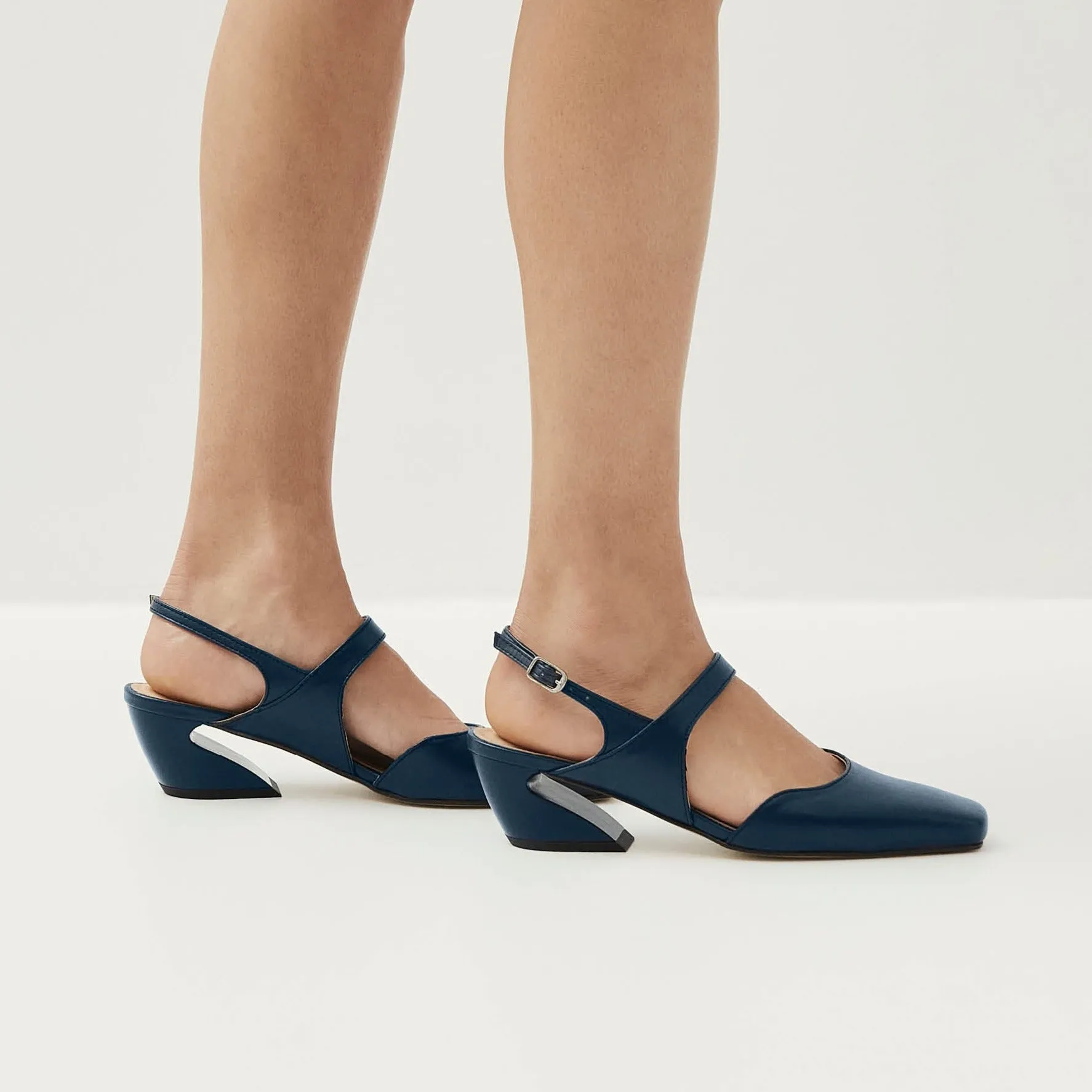 Emelia Navy Leather Pumps sold by Alohas product image thumbnail 3