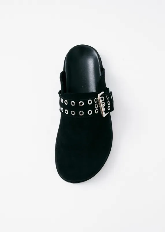 Halia Black Leather Mules sold by Alohas