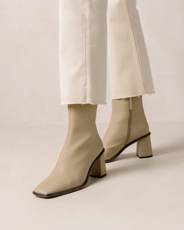 West Cactus Warm Sand Beige Vegan Leather Ankle Boots sold by Alohas