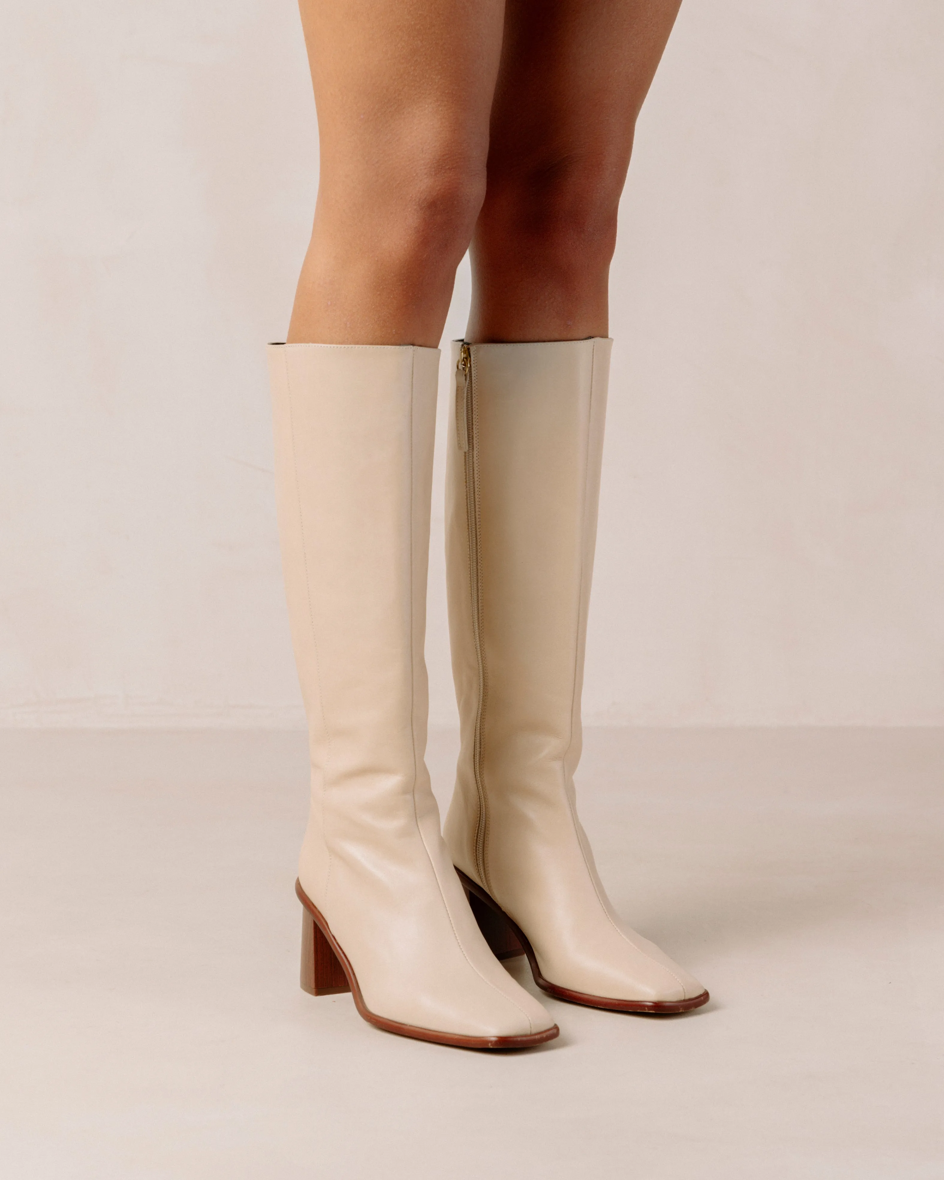 East Cream Leather Boots sold by Alohas product image thumbnail 4