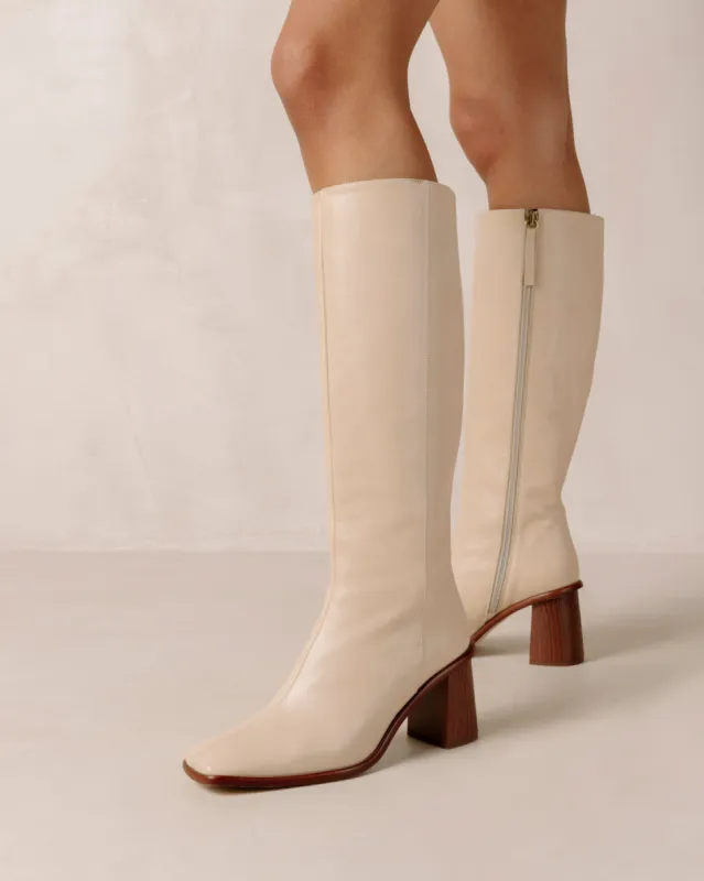 East Cream Leather Boots sold by Alohas