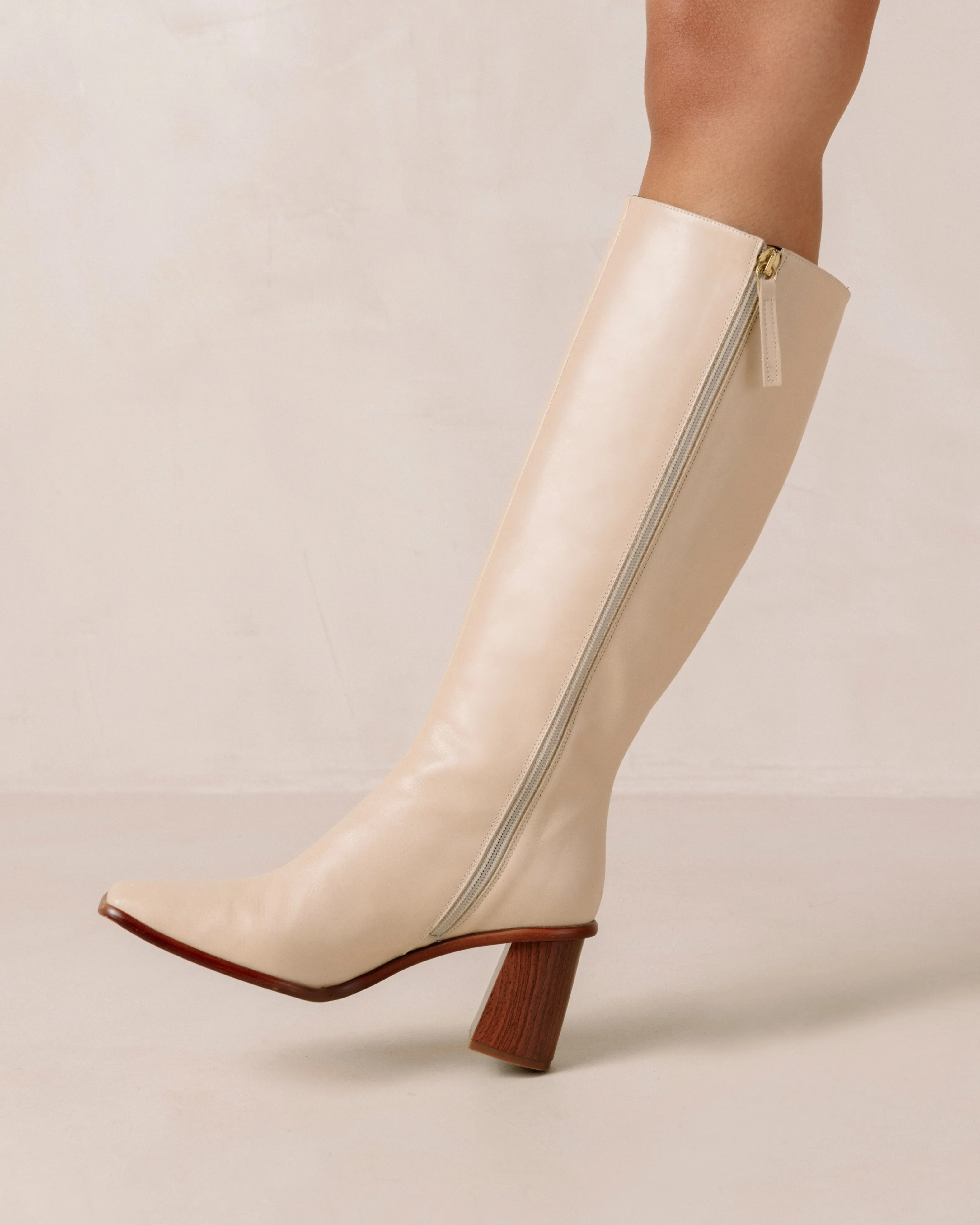 East Cream Leather Boots sold by Alohas product image thumbnail 5