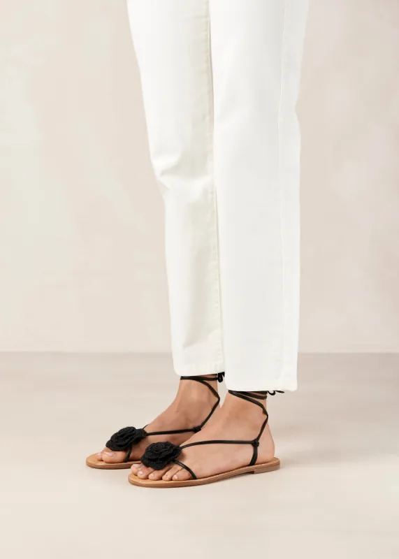 Jakara Black Leather Sandals sold by Alohas