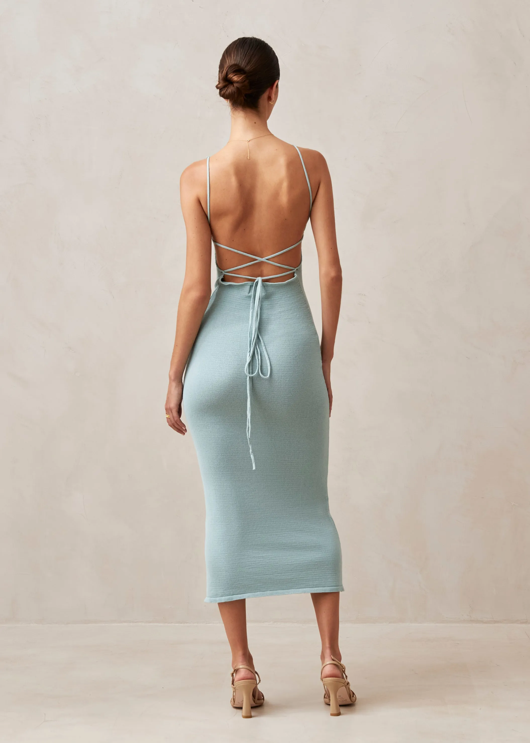Delicate Aqua Tricot Midi Dress sold by Alohas product image thumbnail 2
