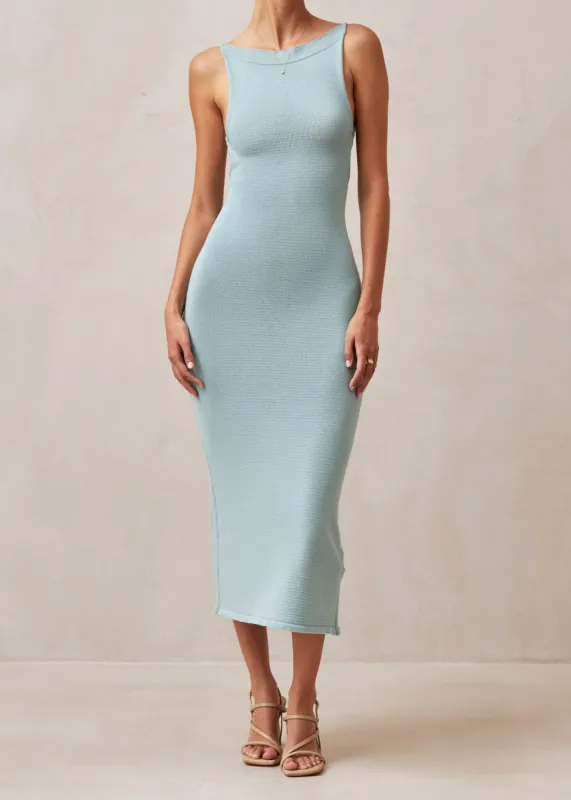 Delicate Aqua Tricot Midi Dress sold by Alohas