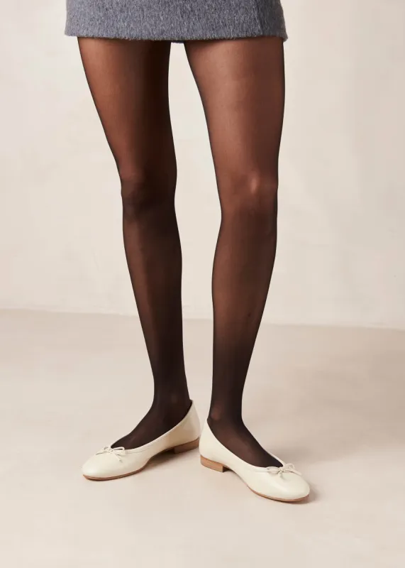Oriana Cream Leather Ballet Flats sold by Alohas
