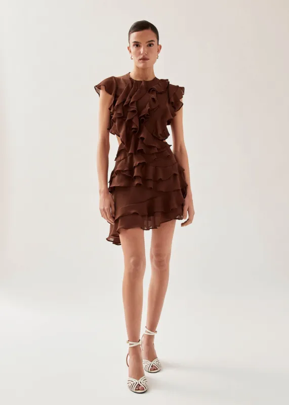 Lorette Brown Mini Dress sold by Alohas