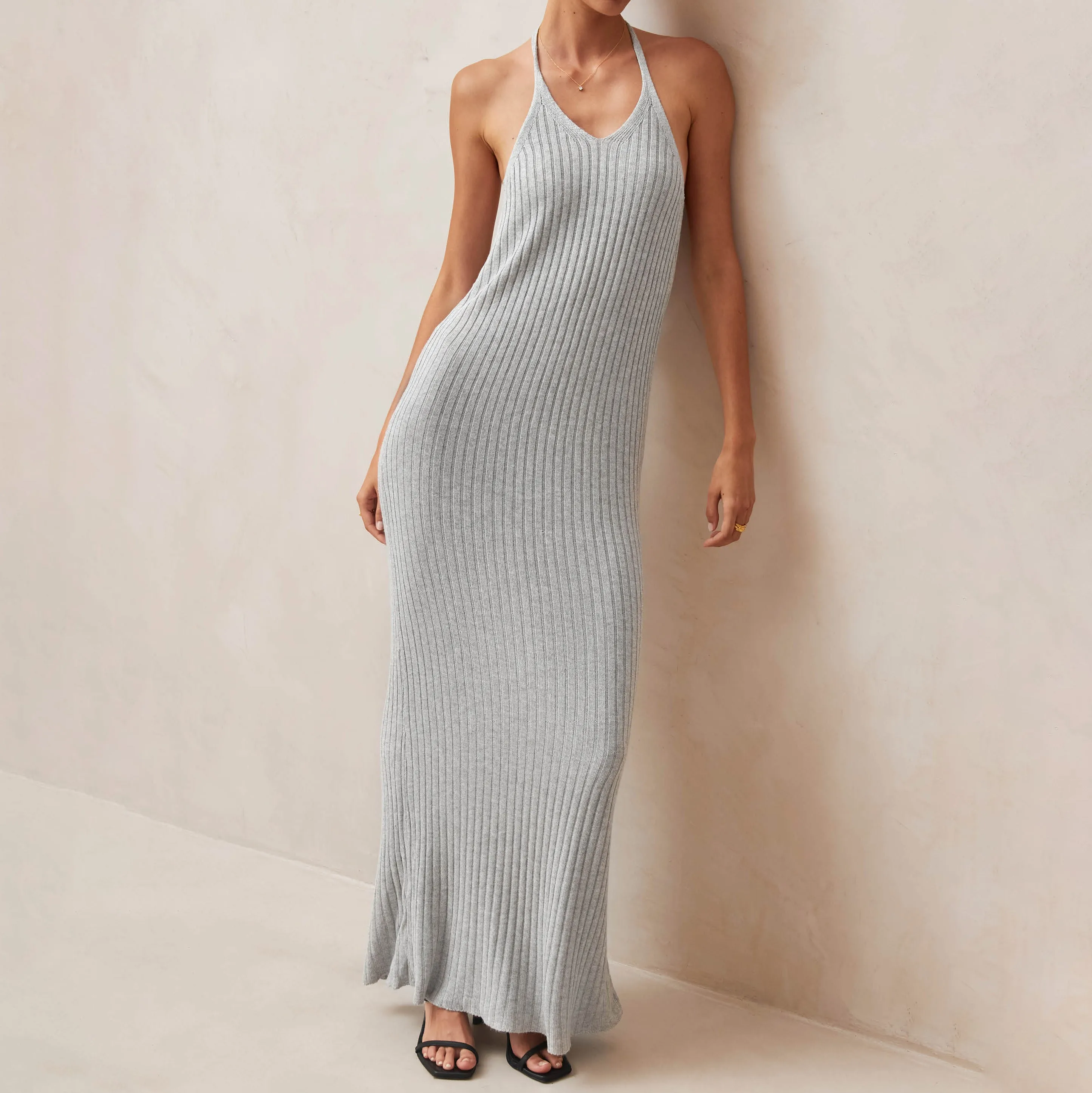 Cindy Grey Tricot Maxi Dress sold by Alohas product image thumbnail 3