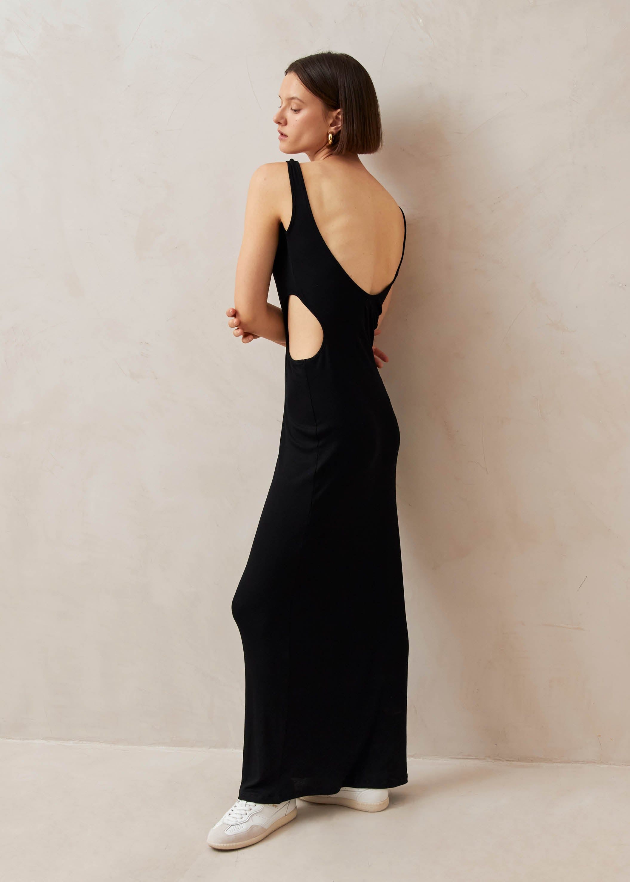 Magny Black Midi Dress sold by Alohas