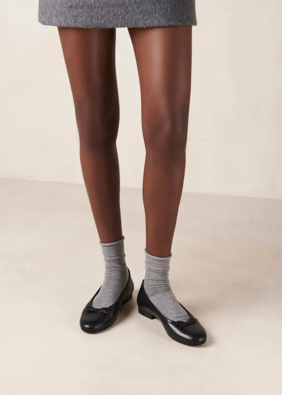 Oriana Black Leather Ballet Flats sold by Alohas