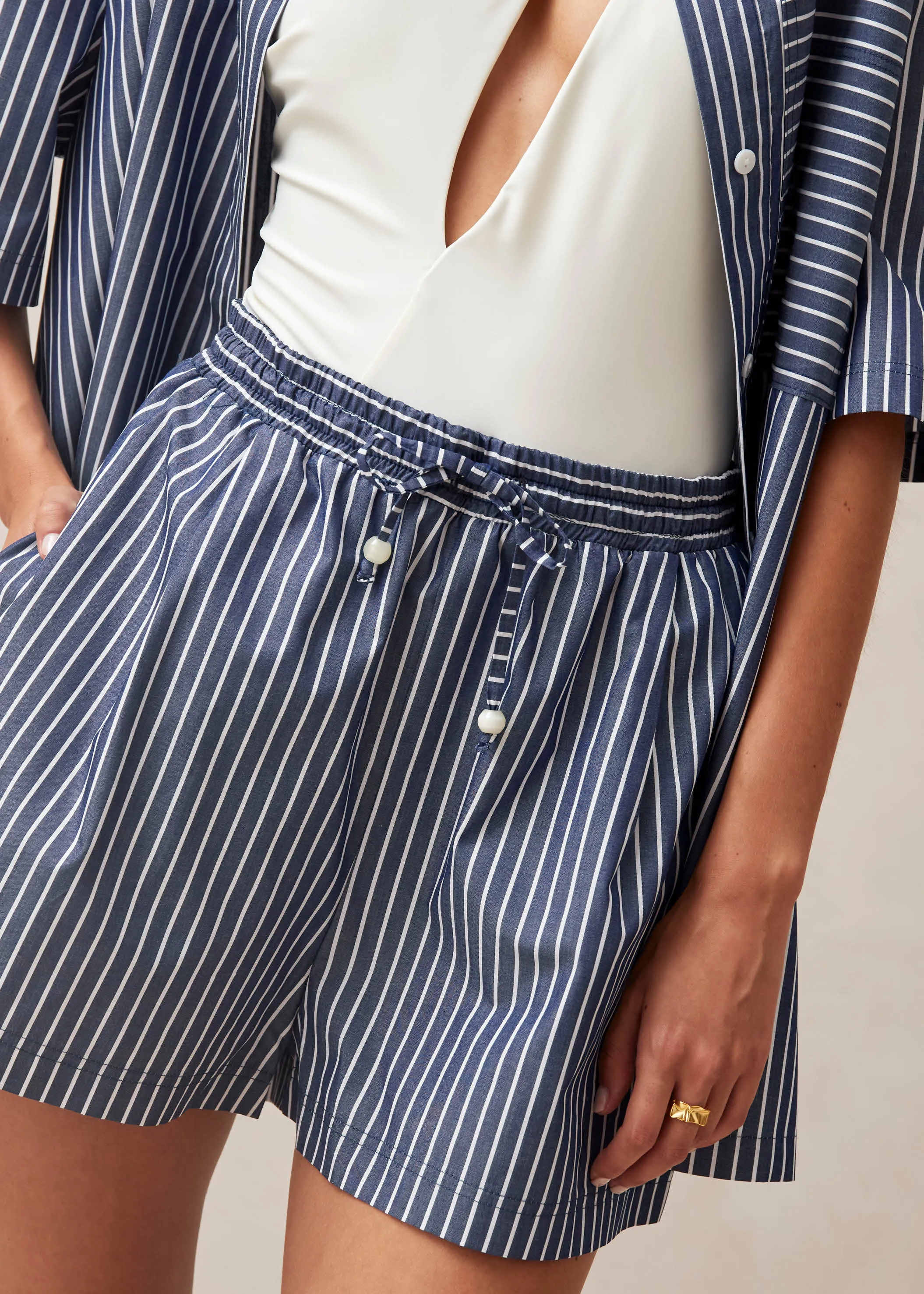 Esme Blue And White Stripe Shorts sold by Alohas product image thumbnail 5