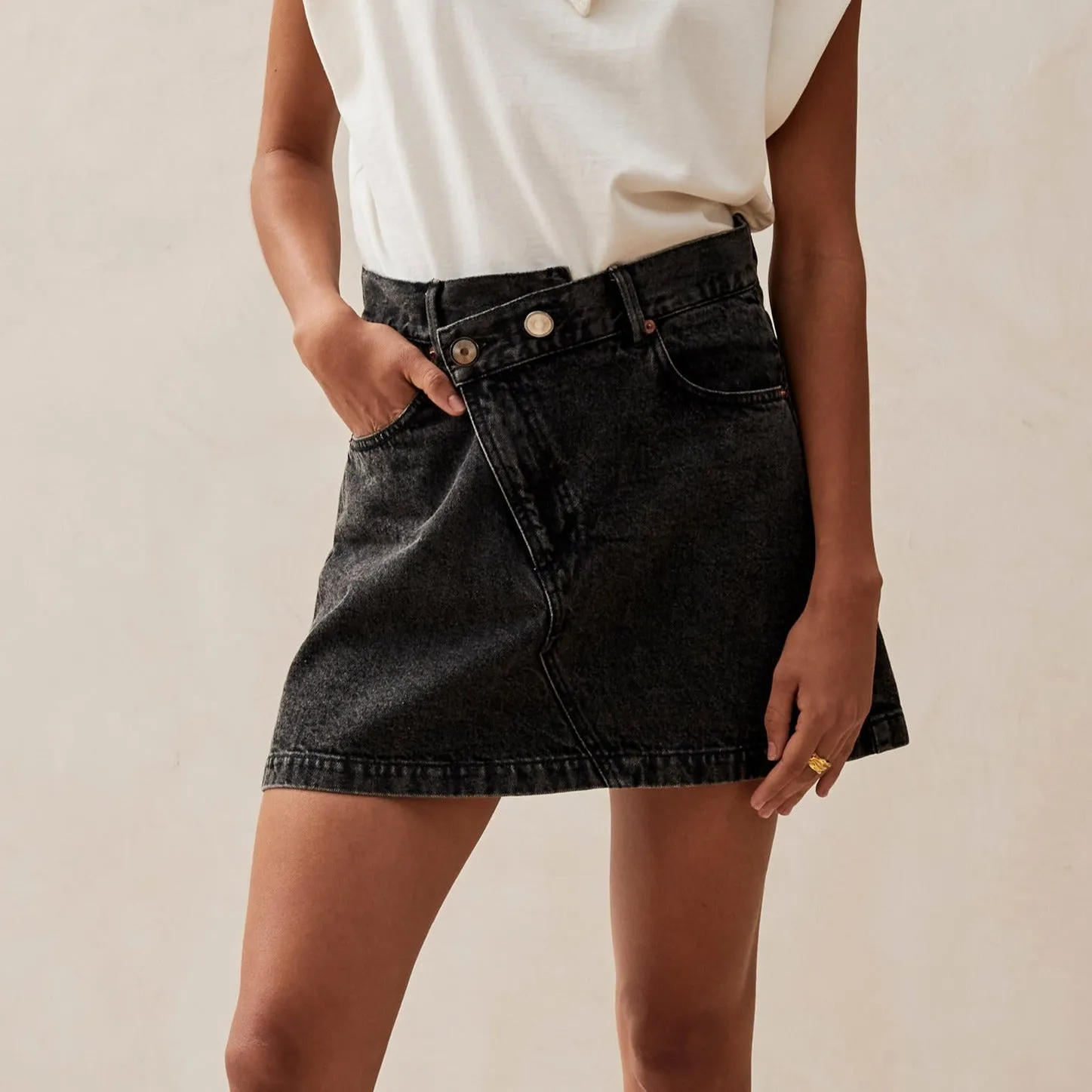 Boston Black Denim Skirt sold by Alohas product image thumbnail 3
