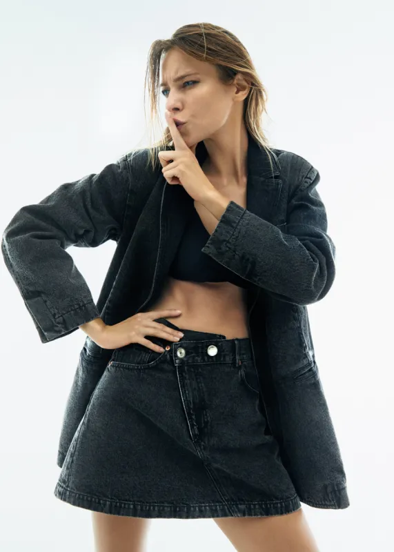 Boston Black Denim Skirt sold by Alohas