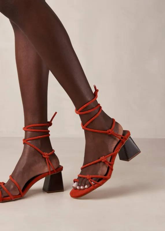 Goldie Pomelo Orange Leather Sandals sold by Alohas