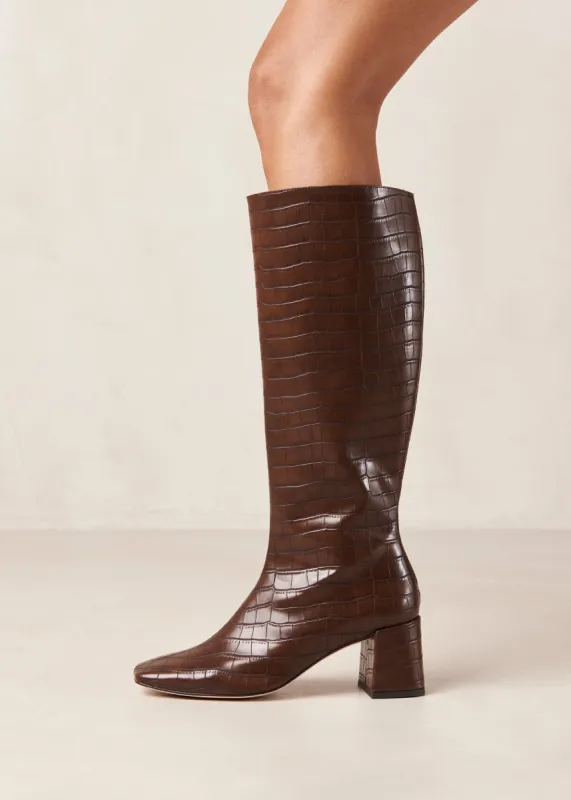 Chalk Alli Brown Vegan Leather Boots sold by Alohas