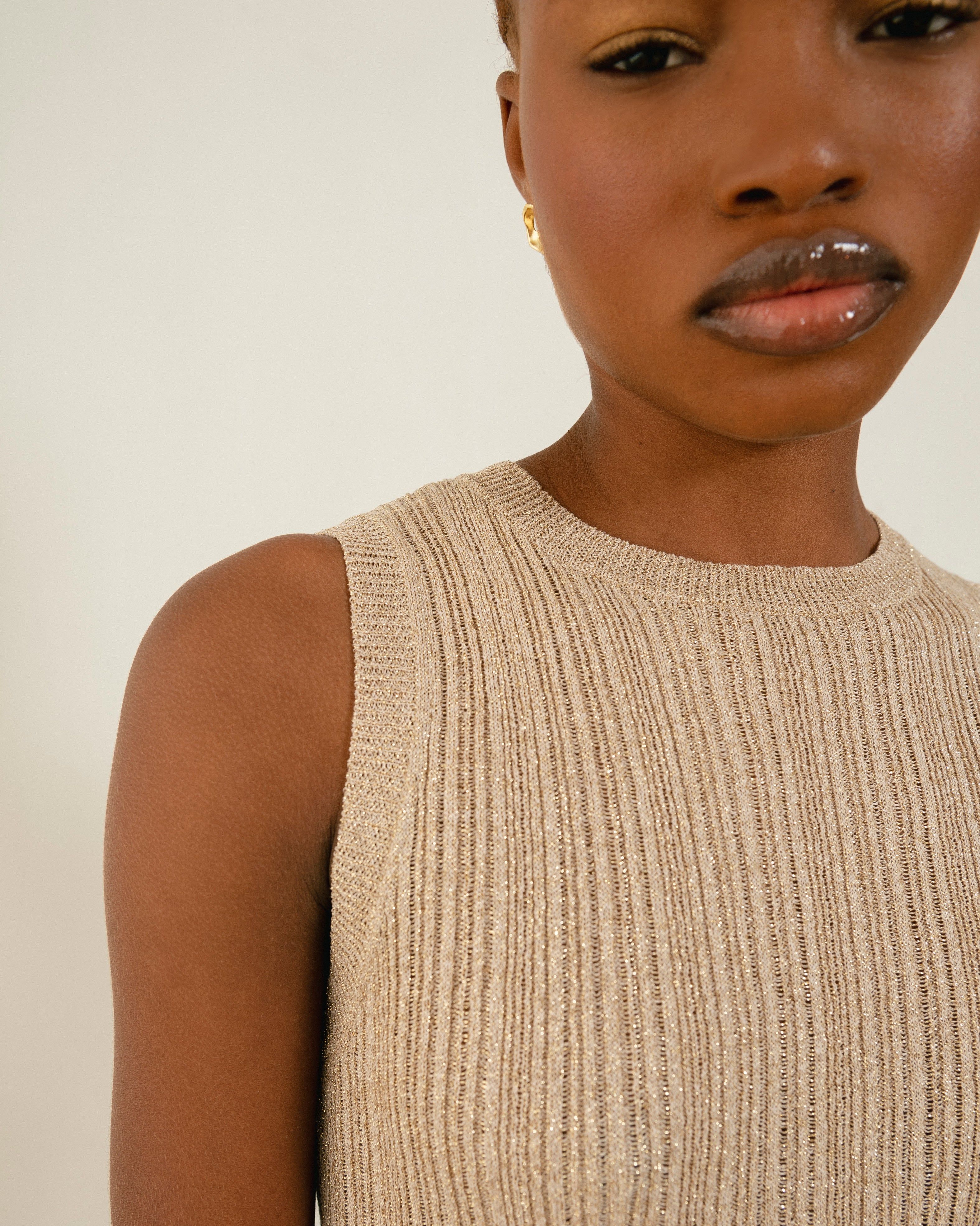 Breezy Glim Cream Tricot Midi Dress sold by Alohas product image thumbnail 5