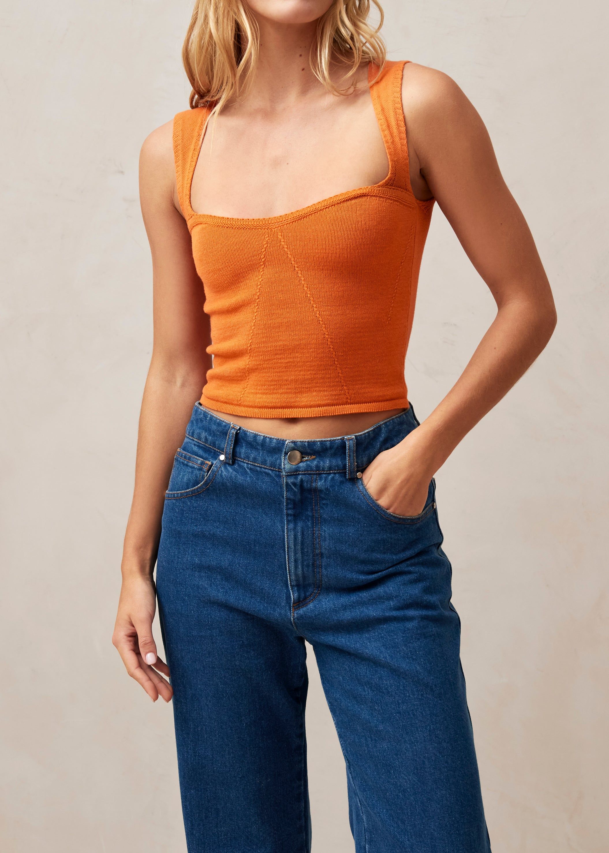 Pleasant Corset Knit Top Clementine Orange sold by Alohas product image thumbnail 5