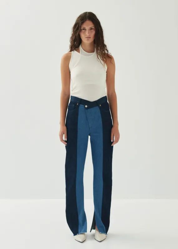 Kansas Bicolor Indigo Denim Trousers sold by Alohas
