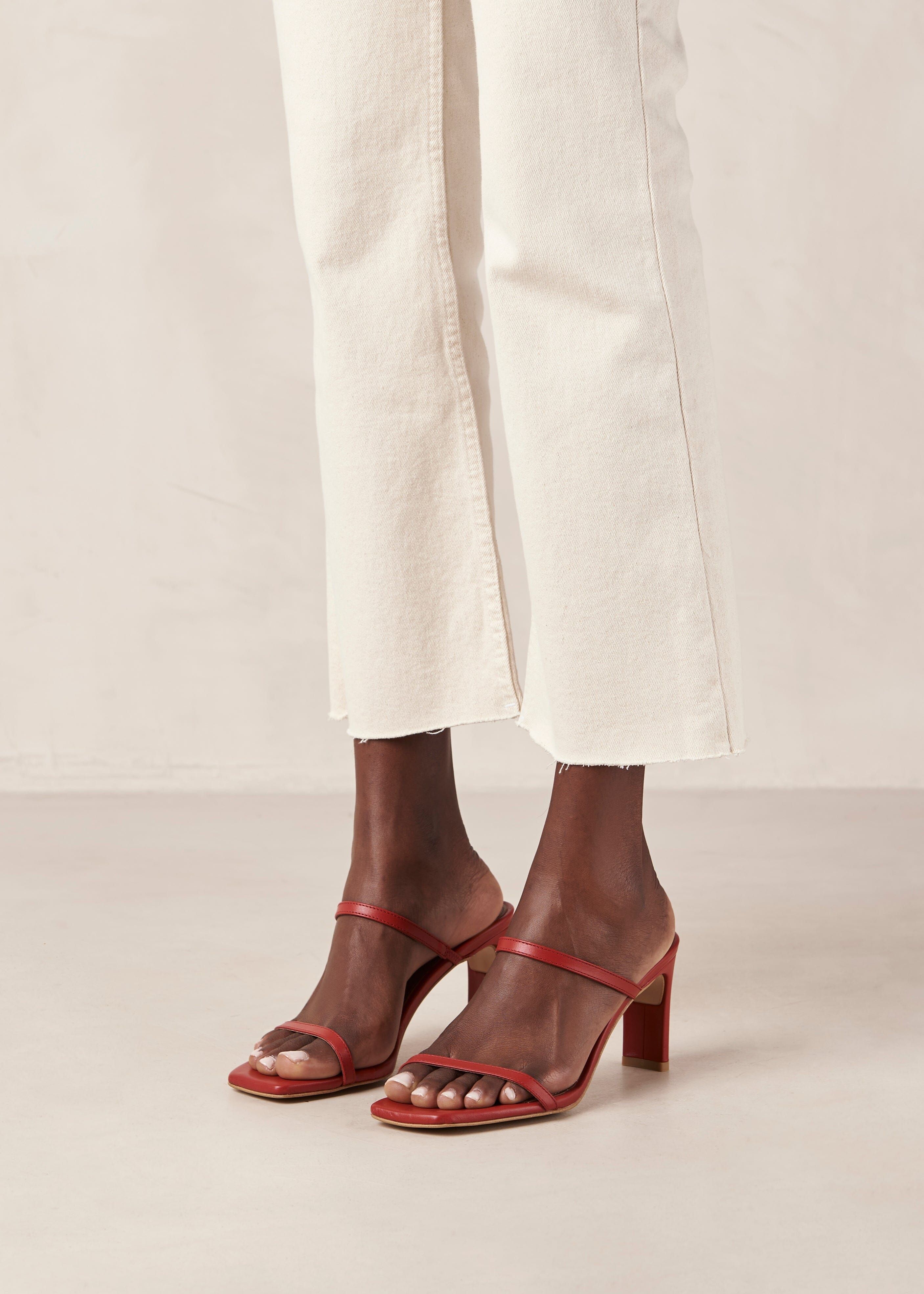 Cannes Red Leather Sandals sold by Alohas product image thumbnail 4