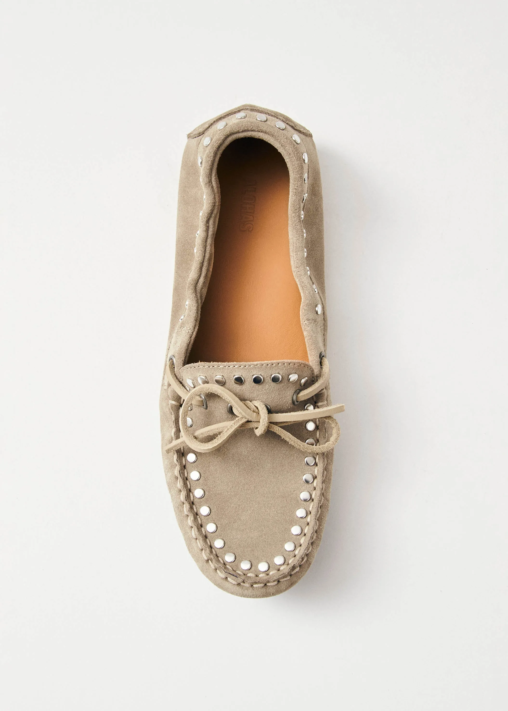 Calla Suede Studs Beige Leather Loafers sold by Alohas product image thumbnail 5