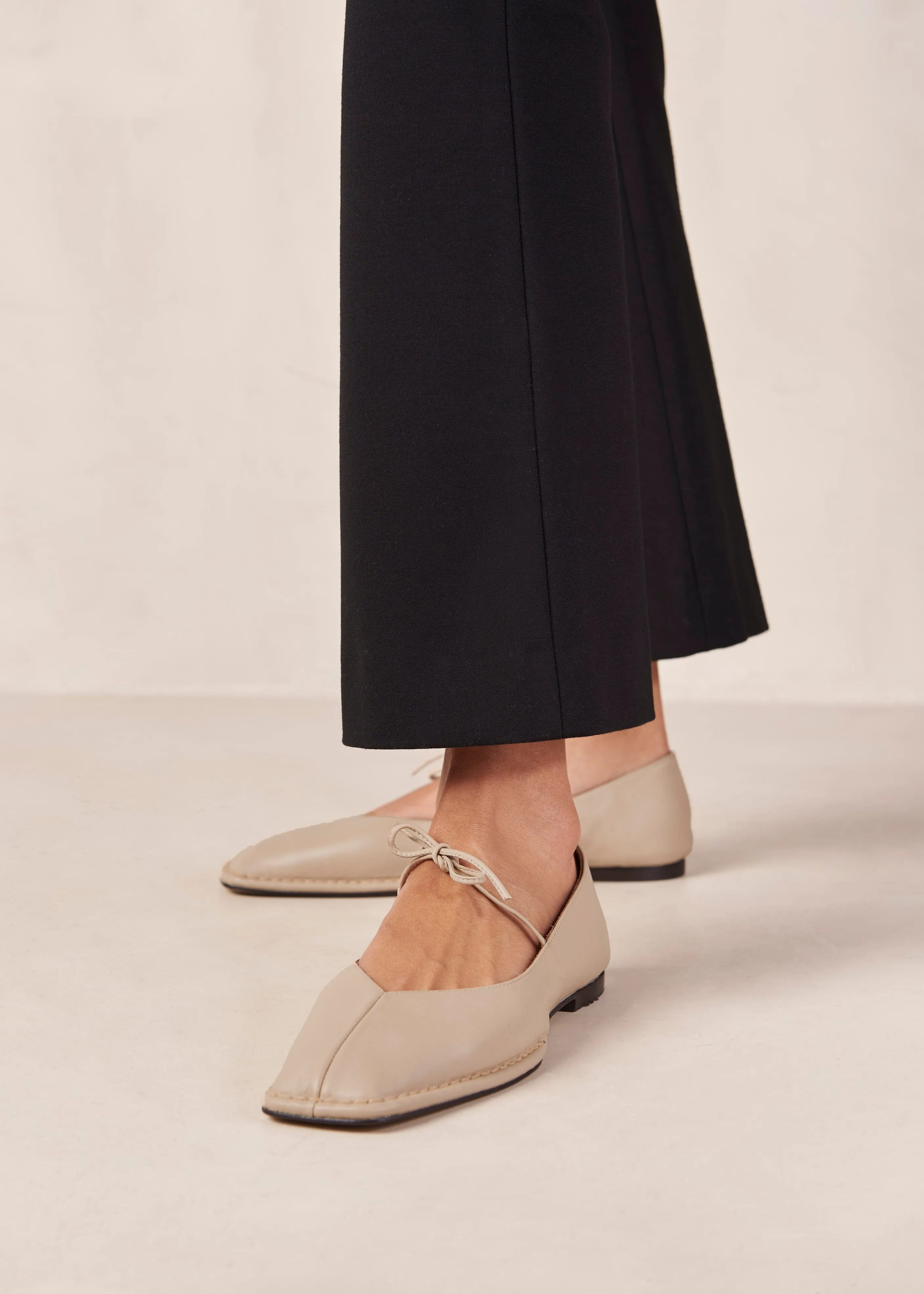 Sway Stone Beige Leather Ballet Flats sold by Alohas