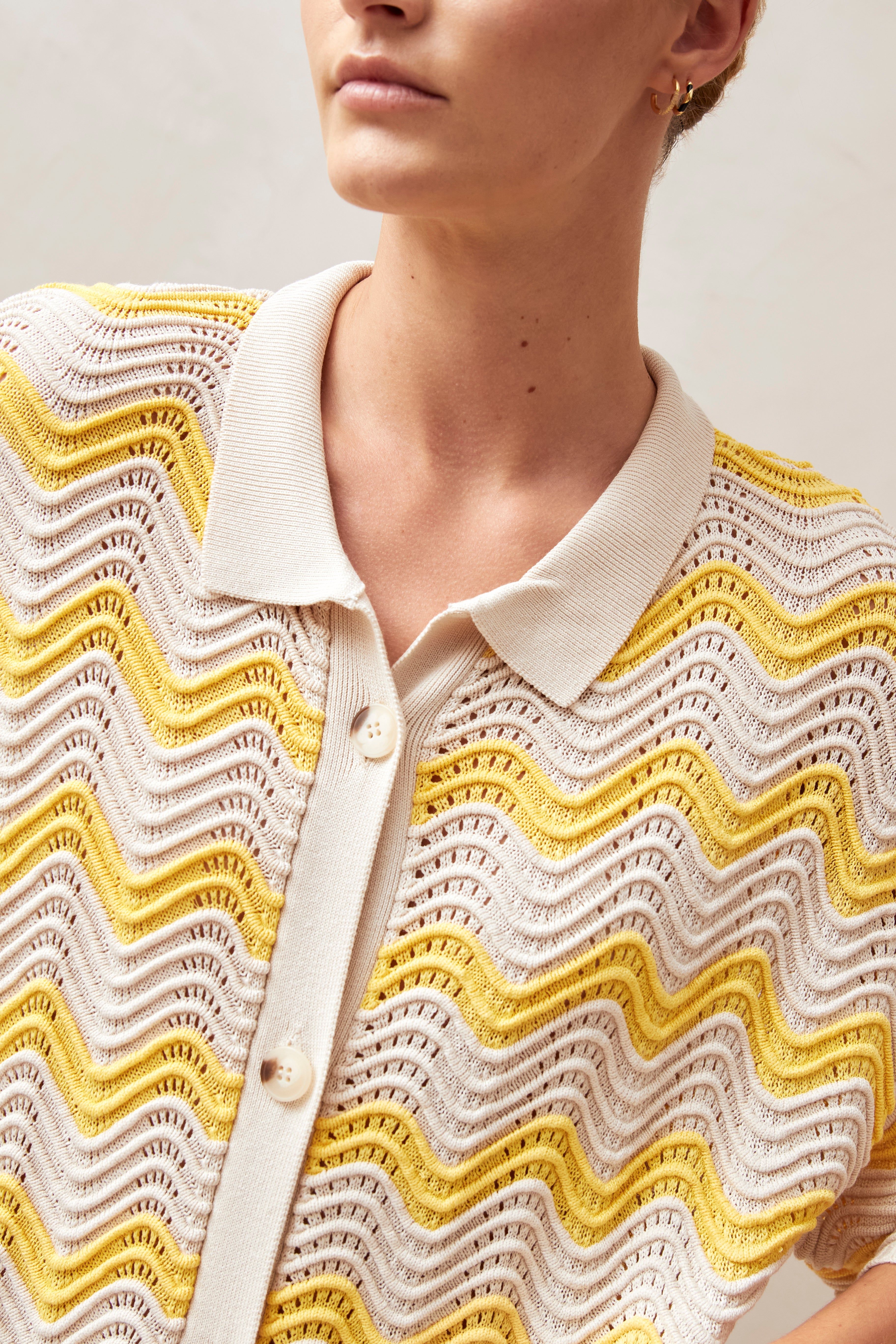 Palermo Ecru And Yellow Waves Tricot Mini Dress sold by Alohas product image thumbnail 4