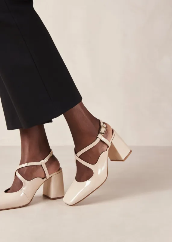 Reggie Onix Cream Leather Pumps sold by Alohas