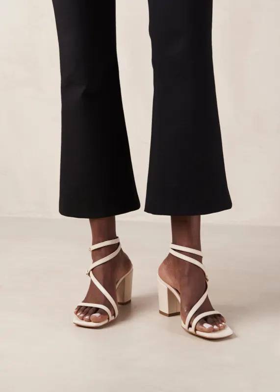 Manhattan Cream Leather Sandals sold by Alohas