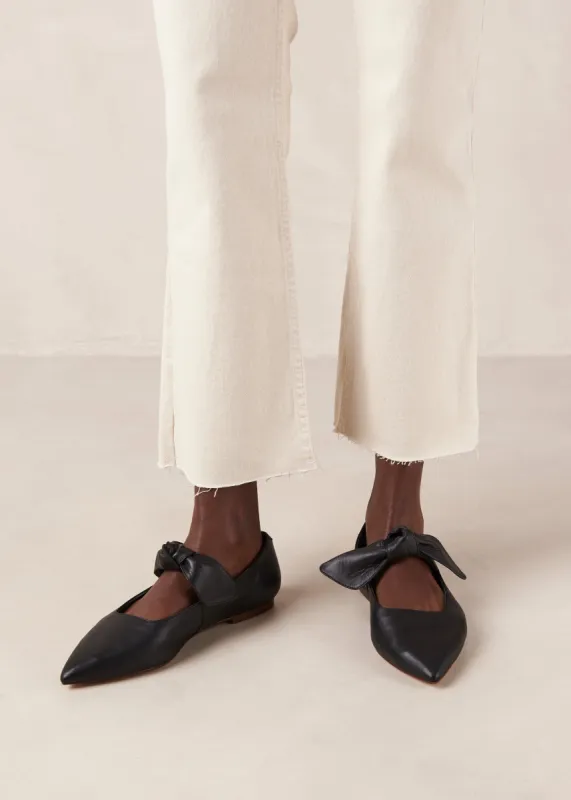 Fossil Black Leather Ballet Flats sold by Alohas