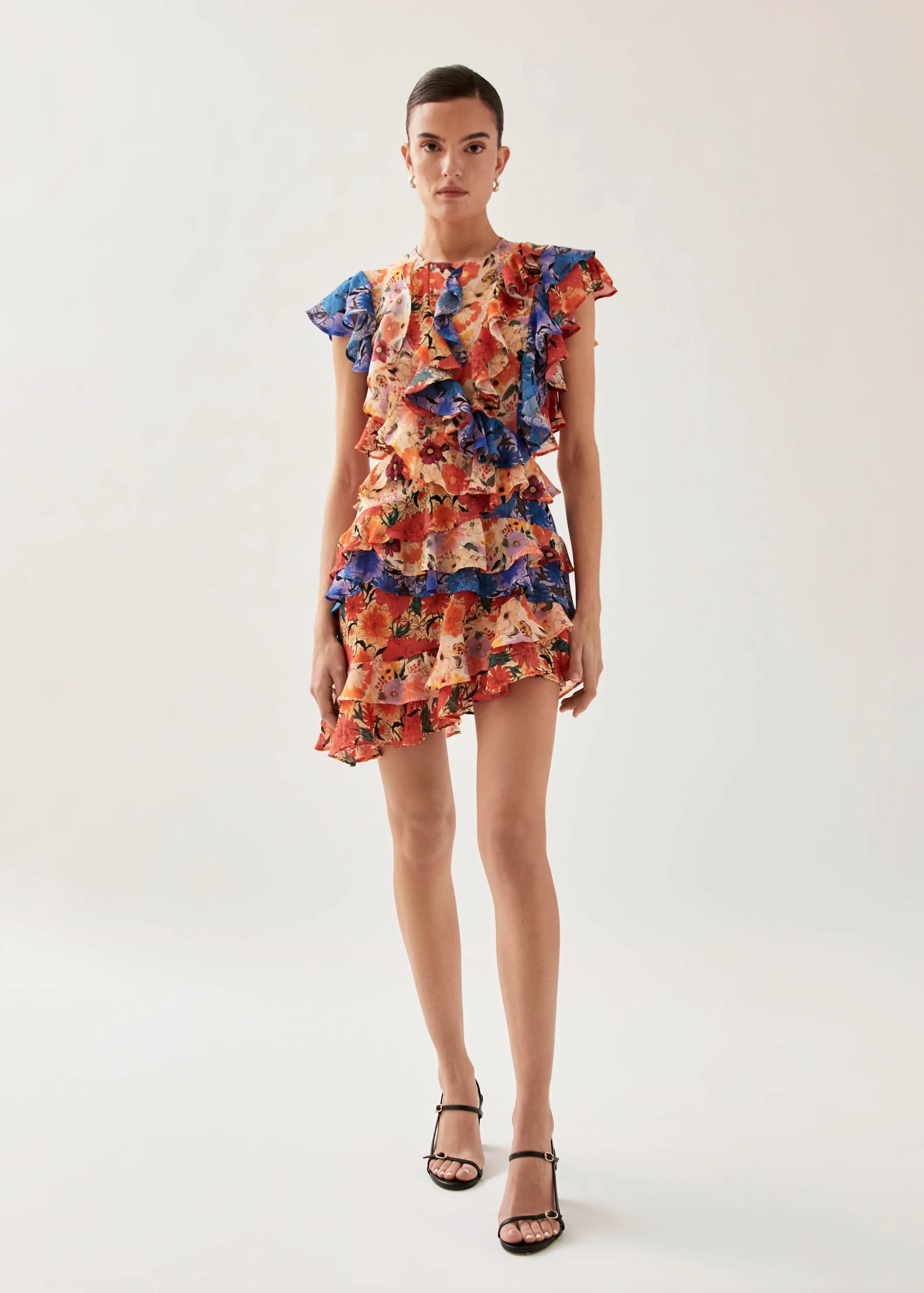 Lorette Print Floral Multicolor Mini Dress sold by Alohas