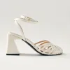 Jessa Onix Cream Leather Sandals sold by Alohas