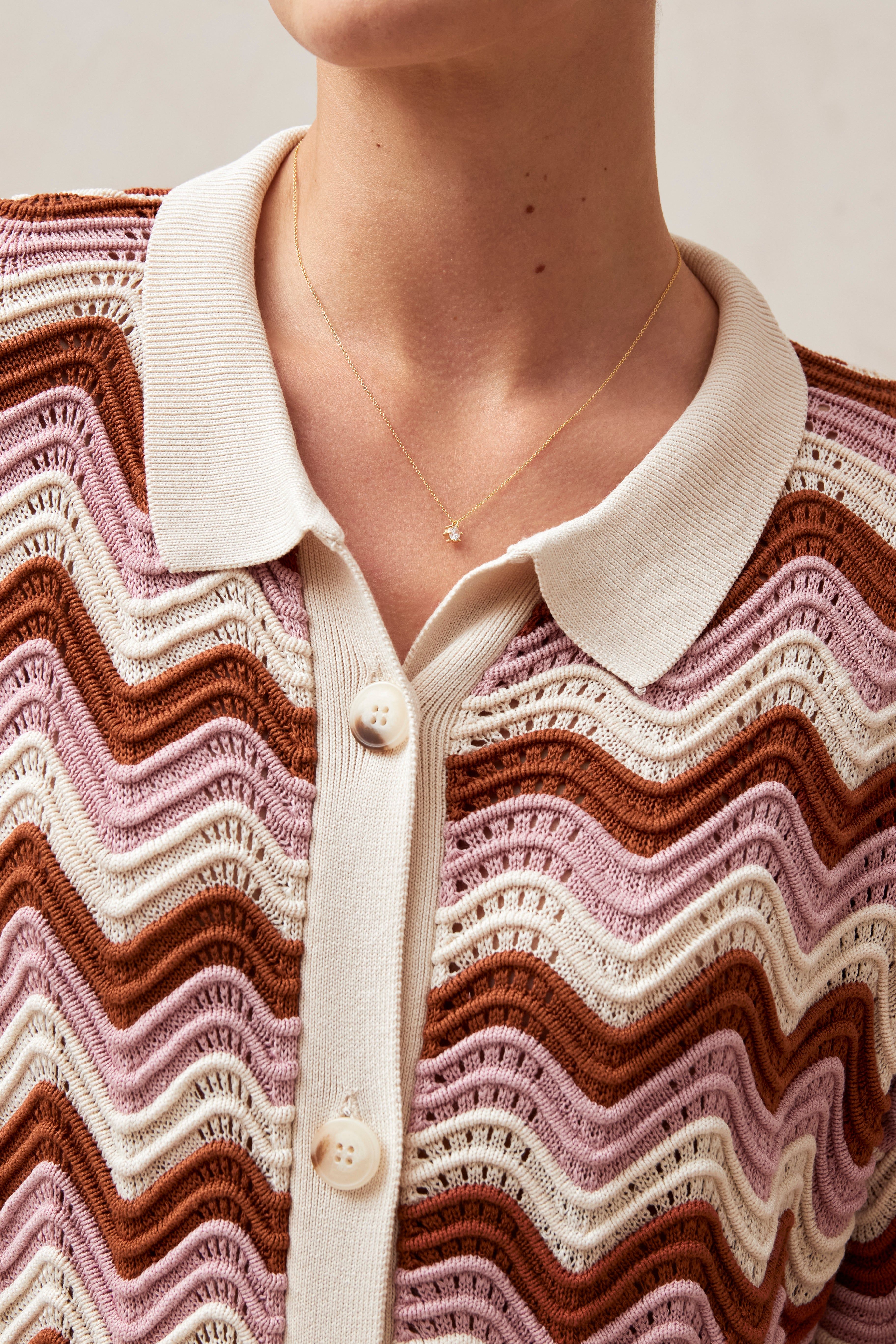 Palermo Pink Ecru And Brown Waves Tricot Mini Dress sold by Alohas product image thumbnail 4