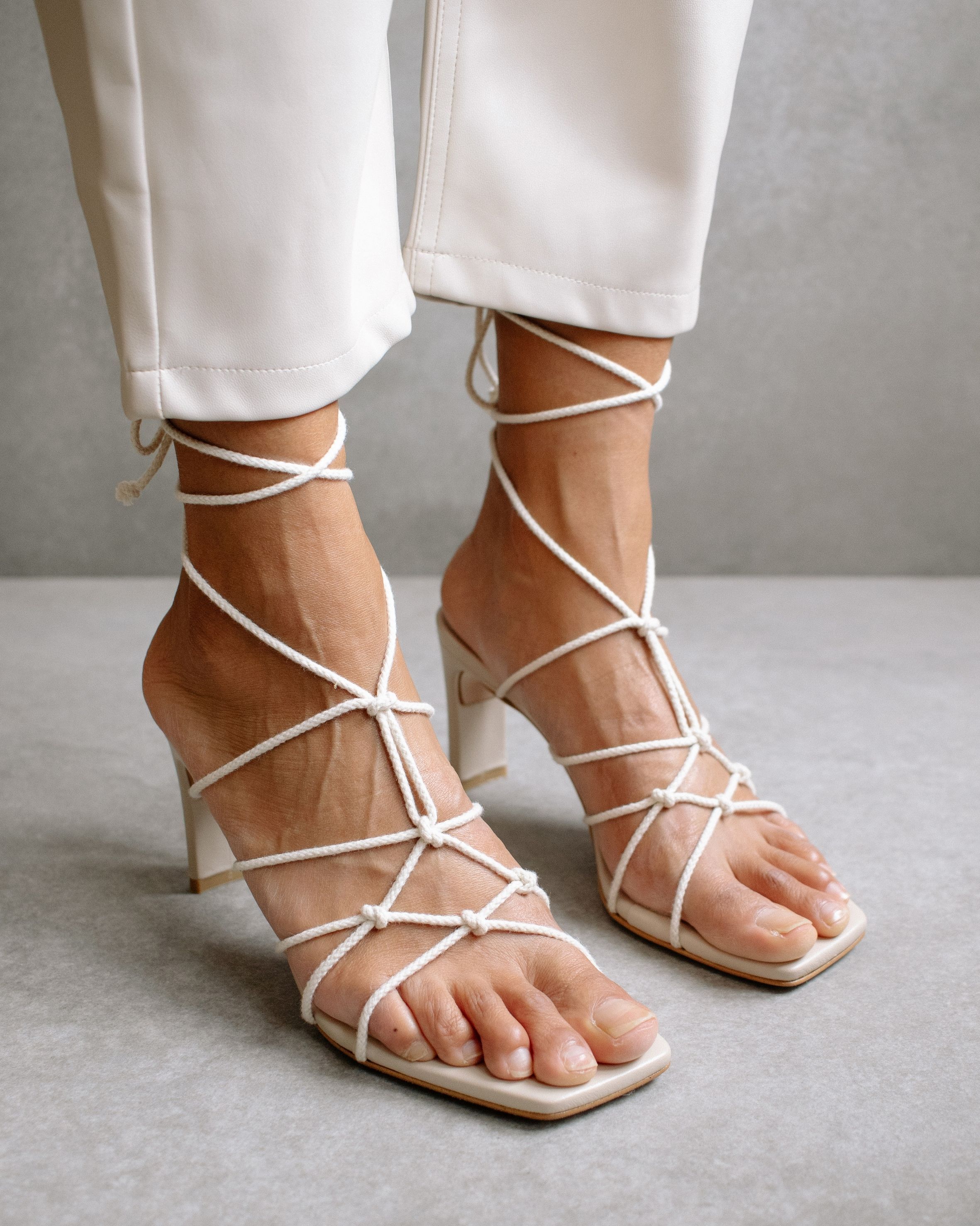 Unique Laced Cream Sandals sold by Alohas