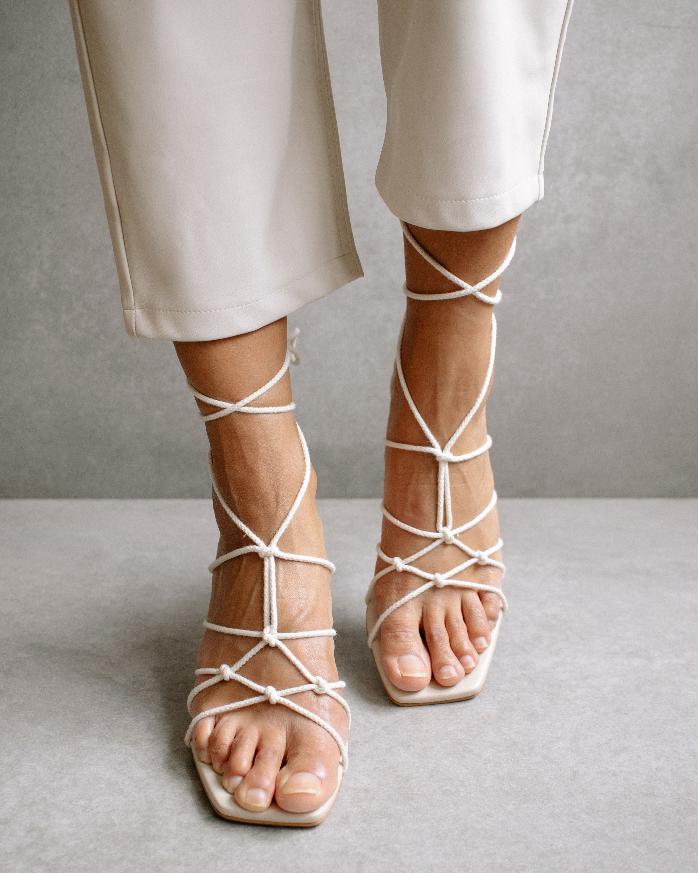 Unique Laced Cream Sandals sold by Alohas product image thumbnail 4